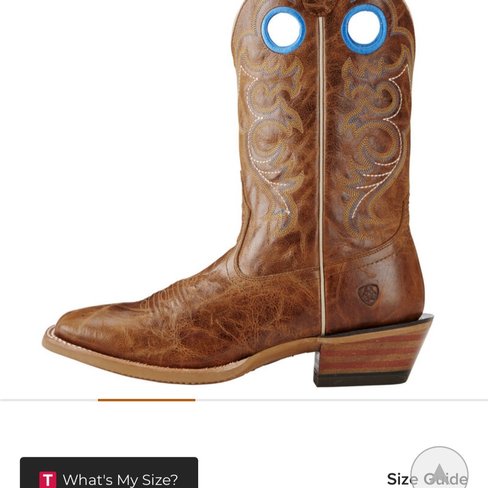 Ariat Crossfire Western Boot Tan with Blue Accents Size 9EE Men